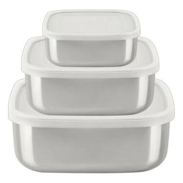 Imagem de Jogo de Pote Freezinox em Aço Inox com Tampa Plástica 3 Peças Tramonti