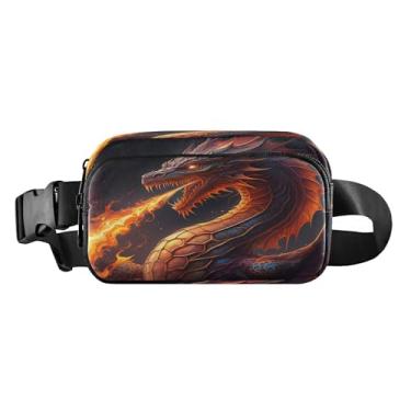 Imagem de CEBUGI Pochetes de caminhada para homens e mulheres, pochetes resistentes à água da moda Fiery Dragon com cinto ajustável para treino, viagem, corrida