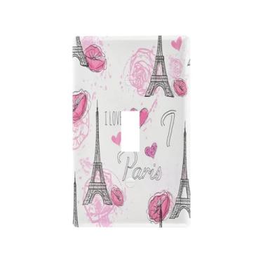 Imagem de Wassud Placa decorativa para tomada de luz para tomada da Torre Eiffel, placa de parede para tomadas elétricas, interruptor único 11 x 7 cm