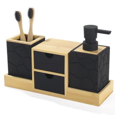 Imagem de Desinfetante para as mãos garrafa escova de dentes copo gaveta prateleira de armazenamento conjunto de artigos de higiene pessoal de banheiro