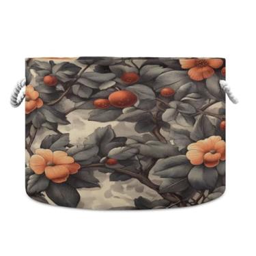 Imagem de WELLDAY Cesta de corda de algodão flores abstratas cesta de lavanderia de bebê para sala de estar, lavanderia, berçário, travesseiros, decoração de casa