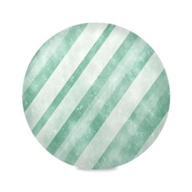 Imagem de Wassud Jogo americano linhas verdes tapetes de mesa redondos para cozinha e jantar tapetes laváveis resistentes ao calor decoração de mesa 39 cm