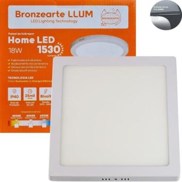 Imagem de Painel Sobrepor Quadrado 18W Led 6500k Bivolt 22x22Cm LLUM Bronzearte 