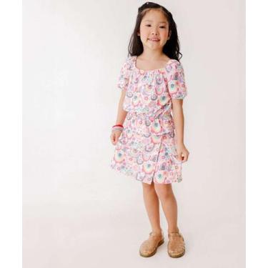 Imagem de Short Saia Infantil Estampa Arco-Íris Marisa Tam 4 a 1-22056, 6, Branc