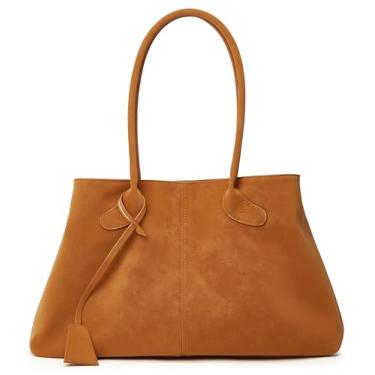 Imagem de Bolsas femininas de camurça retrô com alça superior, bolsas elegantes para viagens e trabalho, Marrom PU, Casual