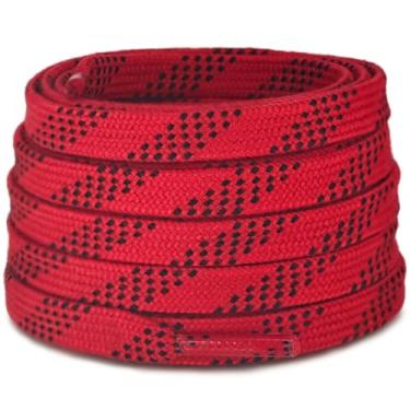 Imagem de Lacesgian Cadarços de skate de hóquei no gelo de poliéster encerado de grau profissional – Cadarços de substituição duráveis com ponta moldada para patins de gelo e botas, vermelho, 72"/180cm