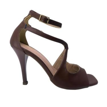 Imagem de Sandálias Feminina de Salto Alto 11cm Com Tiras Cruzadas 196 (Marrom, BR, Adulto, Numérico, 40)