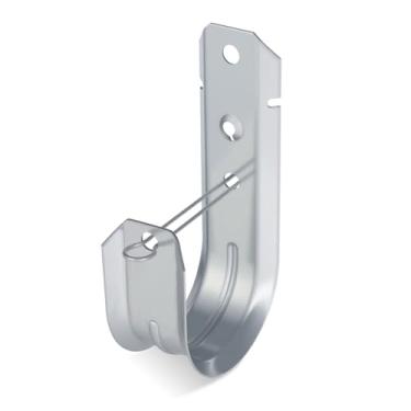 Imagem de AOKLIT 25 ganchos J de aço galvanizado de 5 cm, suporte de cabo de parede resistente, gancho J com clipe de retenção para gerenciamento de cabos