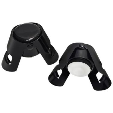 Imagem de 2 tampas seladoras de champanhe, 2 unidades de aço inoxidável, conjunto de seladores de garrafa de vinho espumante com um plugue de vedação curto, acessórios de presente para champanhe (preto)