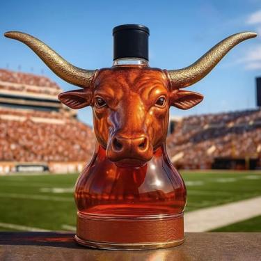 Imagem de Garrafa de uísque em forma de cabeça de touro, 293 ml, garrafa de vidro 3D criativa com tema de futebol, garrafas de vinho vazias para armazenar bebidas espirituosas, bar de casa, presente para homens