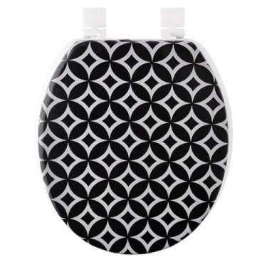 Imagem de Tampa de Privada Vaso Sanitário Almofadada Estampada Universal Fácil de Instalar(Preto 2)