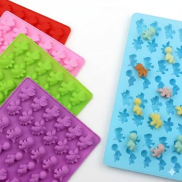 Imagem de Forma de Silicone Flexível para Chocolate Mini Dinossauros, 48 Cavidades, Vermelho, Molde para Gelatina, Gelo, Balas e Sabonete, 19.3 x 11.8 cm (Azul)