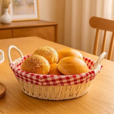 Imagem de Cesto de Pão com Alça - Cesto Organizador para Pão Mesa Posta, Decorativo para Café da Manhã - Cesta de Piquenique, Mesa, Passeios - UpShop (Vermelho)