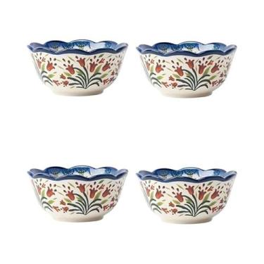 Imagem de Conjunto De Tigelas Cerâmicas Florais Vintage, Seguras Para Micro-onda