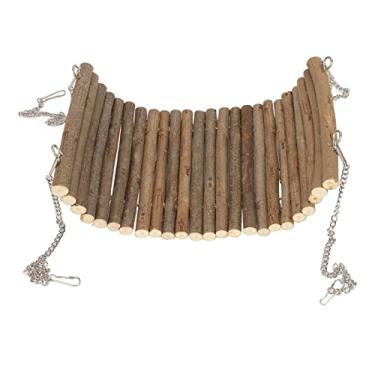 Imagem de GLOGLOW Brinquedos para Animais de Estimação Natural Grande Espaço Escalada Jogando Balanço de Madeira para Papagaios Gerbils e Outros Pequenos Animais de Estimação Ponte Suspensa de Hamster, Ponte