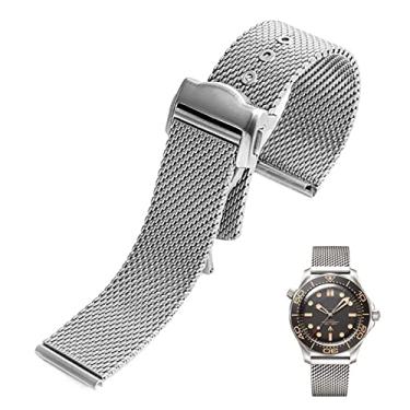 Imagem de KAPPDE Pulseira de aço inoxidável 20 mm para Omega 007 James Bond Seamaster 300 Pulseira de relógio tecido Milan 316L pulseiras de metal