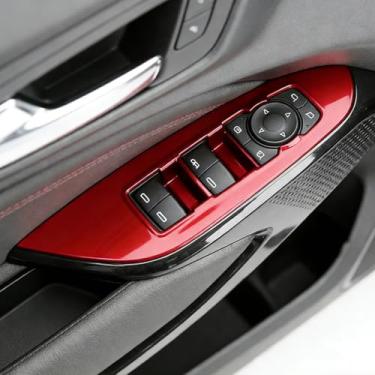 Imagem de MUXEE Capa de painel de interruptor de janela de apoio de braço, para Chevrolet Trax 2024 2025 capa de painel de controle de janela de porta acessórios interiores esportivos de carro - vinho tinto