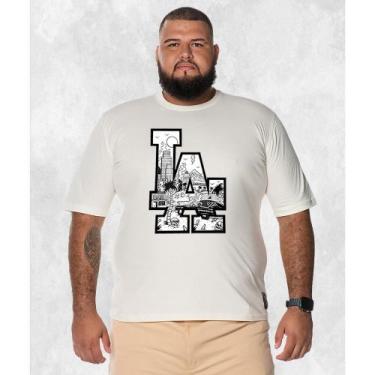 Imagem de Camiseta Plus Size Unissex Premium T-shirt LA Paisagens, Perola, G4