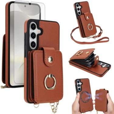 Imagem de Capa de telefone para Samsung Galaxy S24 Plus/S25 Plus S24+ S25+ 5G capa carteira magnética destacável e protetor de tela anel suporte compatível com bloqueio de RFID MagSafe S24Plus S25Plus para