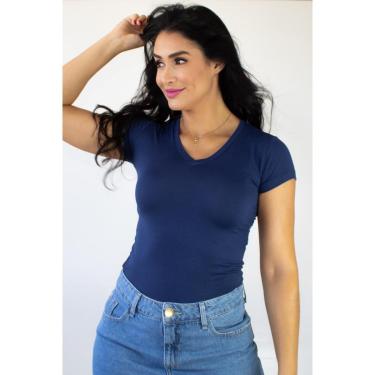 Imagem de Blusa Feminina Básica Lisa Decote V Manga Curta Anticorpus-Feminino