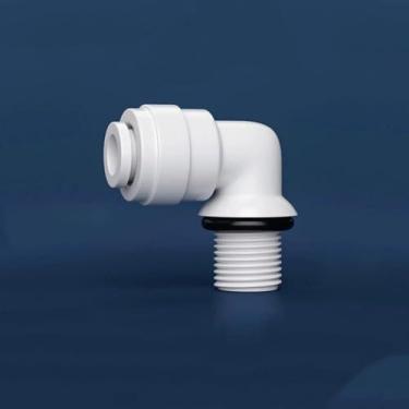 Imagem de Encaixe 1/10.2 cm 3/20.3 cm tubo OD 90 graus cotovelo POM conector de encaixe rápido para aquário RO filtro de água sistema de osmose reversa (6,35 mm-DN8 macho)