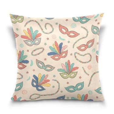 Imagem de Blueangle Capas de almofada de máscara de carnaval - 50 x 50 cm, decoração de férias de fazenda para sofá de casa (432)