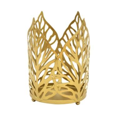 Imagem de Castiçal Estilo Retrô Design Antigo Folha Oco Castiçal Posicionador de Vela para Casa Adequado para Quarto Sala de Estar Suporte de Vela (A)