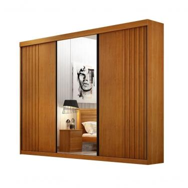 Imagem de Guarda Roupas Londrina Ripado 3 Portas Com 1 Porta De Espelho Valverde