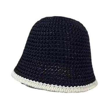 Imagem de Chapéu Bucket Feminino De Verão 2024 Em Tricô Vazado Com Proteção Sola