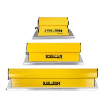 Imagem de Desempenadeira Berox para Massa Corrida Pintor Aço Inox Lisa com cantos arredondados 25, 40, 60cm Evolution Flexível Kit Profissional