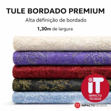 Imagem de Tecido Tule Bordado 1mt x 1,3m Largura - Várias Cores - Impacto tecido