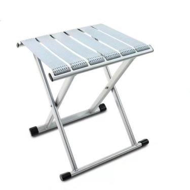Imagem de Banco dobrável, degrau dobrável com encosto, metal prateado, 0,8 kg - 