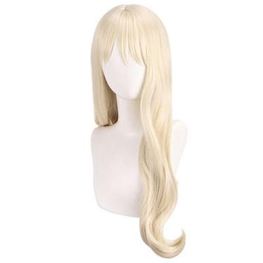 Imagem de Peruca Cosplay Loira Longa Ondulada 60 cm Sintética Resistente ao Calo