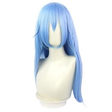 Imagem de Peruca de cosplay azul claro longa reta 65 cm para adolescentes/adulto