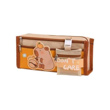 Imagem de Estojo de lápis de tela de grande capacidade com design de capivara pa