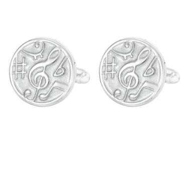 Imagem de Cufflinks Music Note Design para homens em liga leve de 1,8 cm x 1,8 c