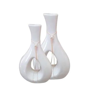 Imagem de Par De Vasos Furados Em Cerâmica De Aparador Branco