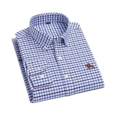 Imagem de Camisa Oxford De Algodão Masculina De Manga Longa, Confortável, Respir
