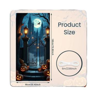 Imagem de Banner De Porta De Halloween 72x35 Polegadas Poliéster Fantasma Hospit