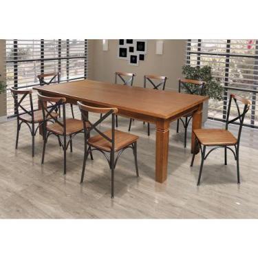Imagem de Mesa Jantar Retangular Madeira Maciça Aurora 200x100 com 8 Cadeiras Pa