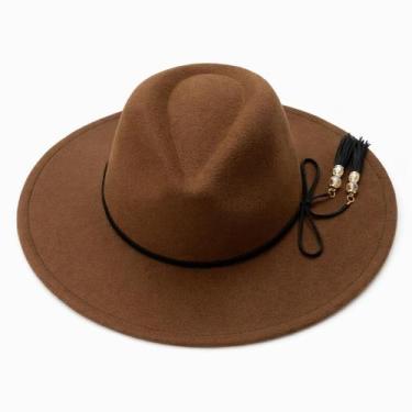 Imagem de Chapéu Fedora Unissex em Feltro Aba Média com Cordão Decorativo Estilo
