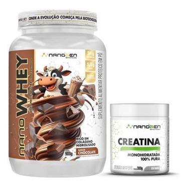 Imagem de Whey Protein Creatina 300g Combo Hipertrofia Ganho Massa Nanogen Biotecnology-Unissex