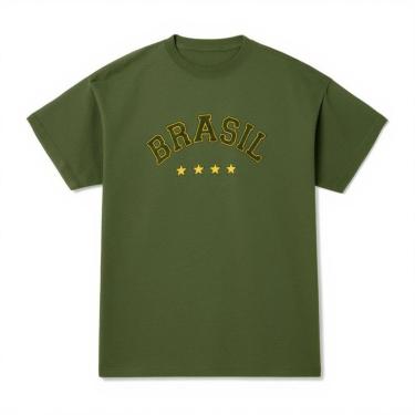 Imagem de Camiseta Masculina Brasil Estrelas Jogos Copa Malha Leve em Algodão Básica do P ao G1-Masculino