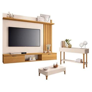 Imagem de Painel Suspenso Lets Cinamomo Off White com Mesa de Centro Liz e Apara