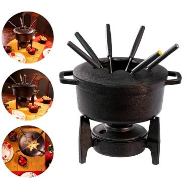 Imagem de Fondue Completo 6 Garfos Com Fogareiro A Álcool Ferro Fundido Santana