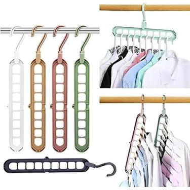 Imagem de Organizador de Cabides com 9 Furos Retrátil para Guarda-Roupa Calças G