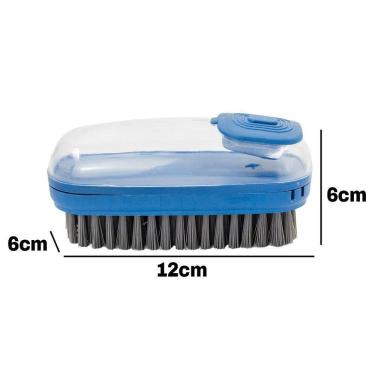 Imagem de Escova Lava Louça Dispenser De Detergente Limpeza Cozinha Lavanderia Azul