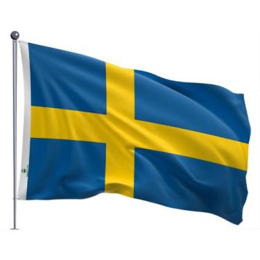Imagem de Bandeira da Suécia Dupla Face Estampada Tamanho 70x100cm - Ptria Borda