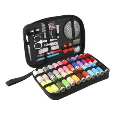 Imagem de Kit de costura completo com 96 peças estojo portátil linhas agulhas te