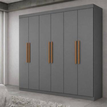Imagem de Guarda-Roupa Casal Olimpo 6 Portas 2 Gavetas 100% Mdf Onix - Maxel
